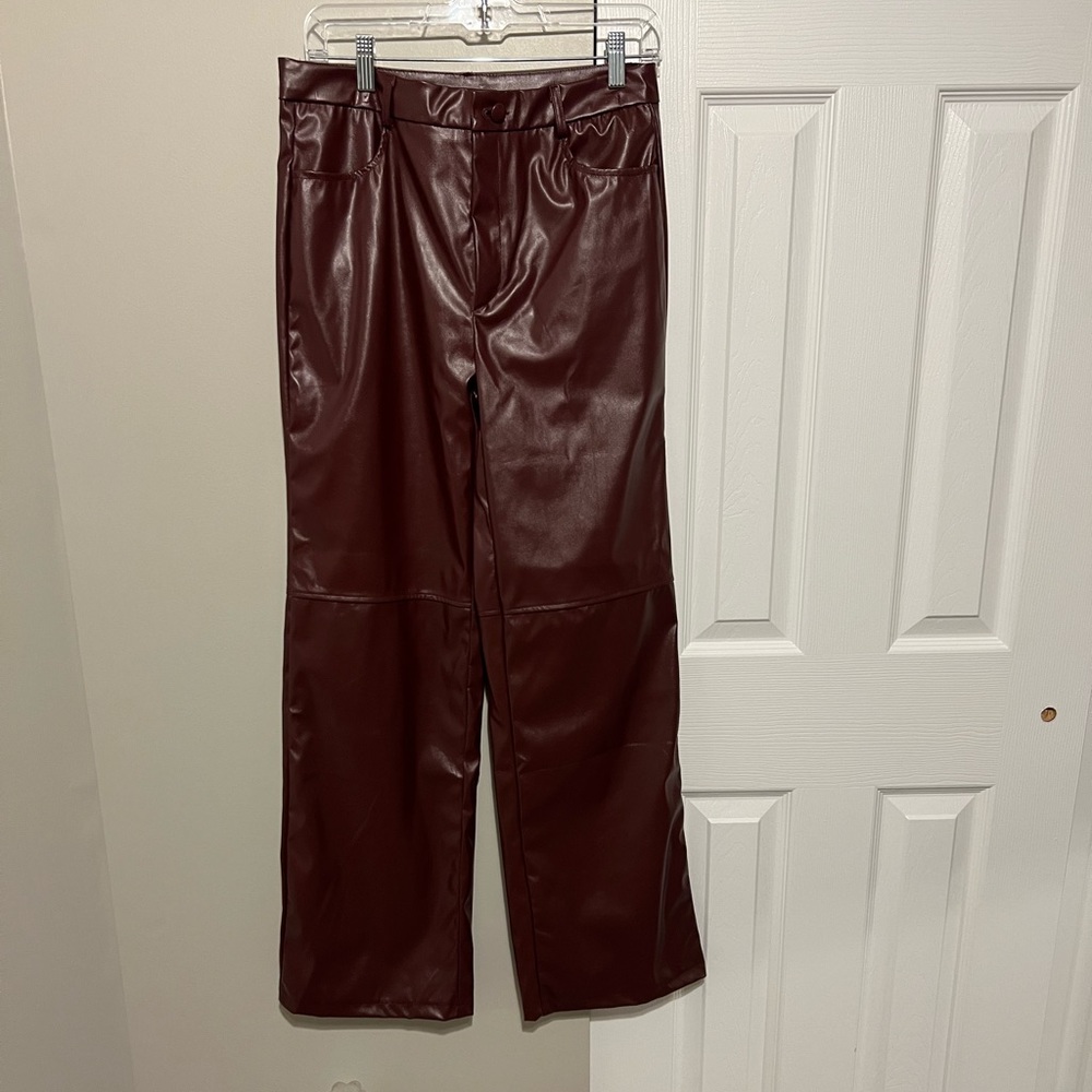 SHEIN maroon leather pants